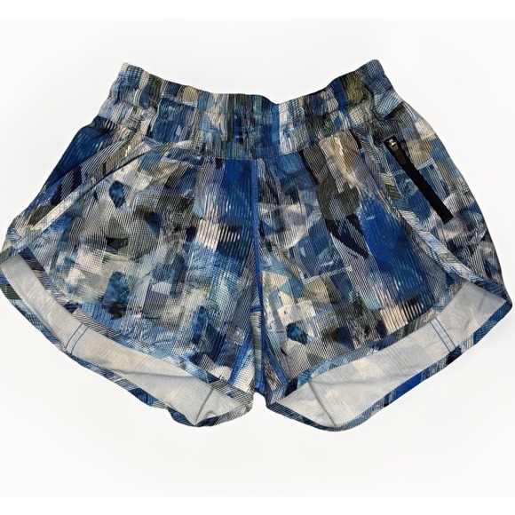 lululemon athletica Pants - Lululemon Shorts Womens 4 Blue Green Tracker‎ Abstract Running Athletic Yoga